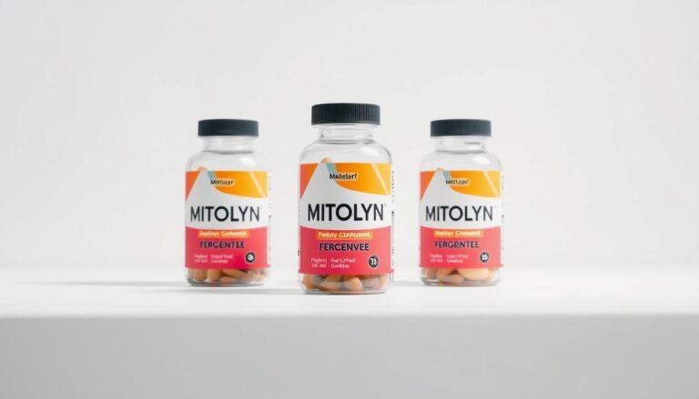 MITOLYN supplement bottles showing product packaging and branding